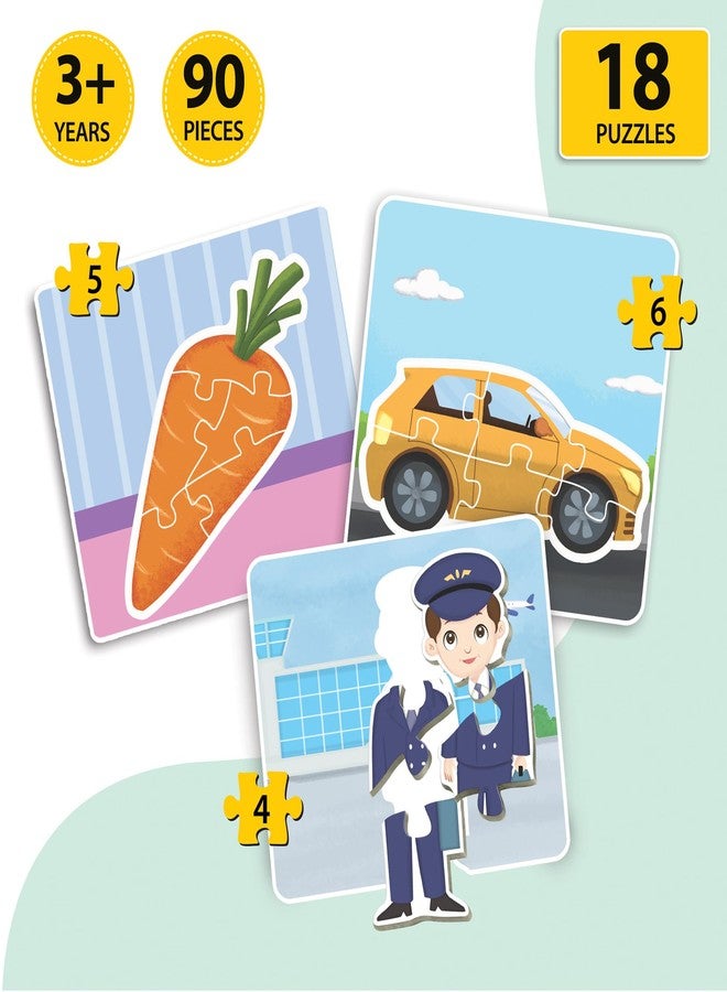 Little Berry Baby First Puzzle Game: Profession, Transport, Fruit, Vegetable & Animal | Combo Set of 6 Cardboard Puzzles with 15 Pcs Each | Montessori Educational Toys for 2 3 4 Year Old Boys & Girls - Image 2